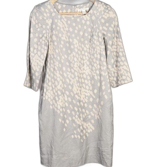 Banana Republic Grey Silk Dress w/Geometric Print Size 4 - Picture 2 of 3